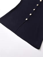- Blusa de punto sin mangas con cuello redondo para mujer a la moda con una hilera de botones, chaleco básico para mujer, camisas, blusas, - details 3