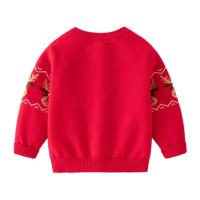 Suéter de invierno auténtico para niños y niñas, doble ciervo trenzado rojo, decoración navideña, estilo informal, cuello redondo, manga larga, nuevo - details 2