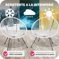 Juego de Sillas de Jardín Exterior Estilo Acapulco Resistente a la Intemperie, Polietileno para Cintas y Patas, Hasta 120kg Negro - details 24