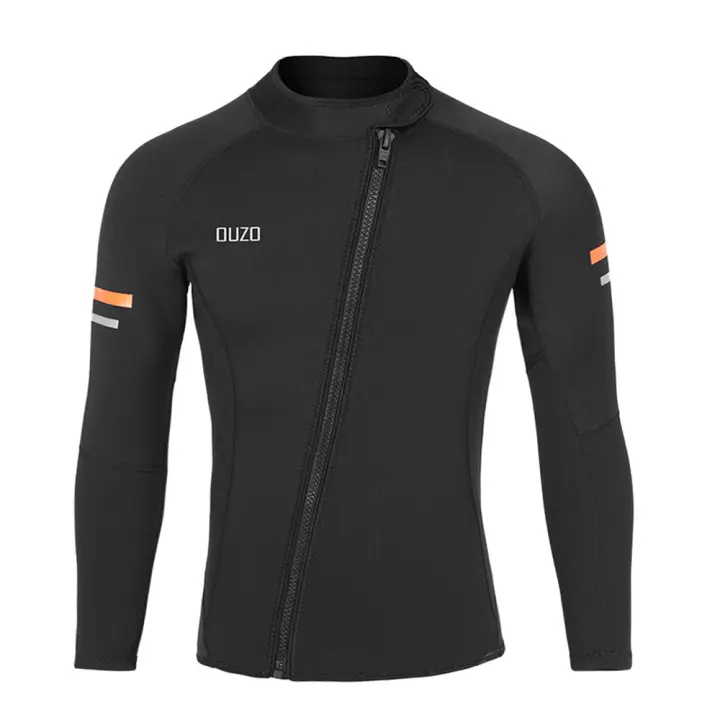 Traje de neopreno de 1,5 MM para hombre, Top de buceo con protección solar, traje de baño cálido de manga larga para surf, deportes acuáticos, Top de buceo y surf - 1