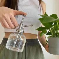 Botella pulverizadora de vidrio tipo empuje, gota de lluvia, regadera de jardín a presión manual, pulverizador de flores transparente con fondo antideslizante a prueba de fugas para exteriores - details 2