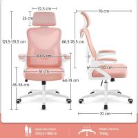 Silla de Oficina Ergonómica Silla Reposabrazo Ajustable Silla Oficina Trabajo con Reposacabeza Silla Giratoria Rosa - details 2