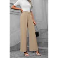 Pantalones de oficina de moda para mujer de cintura alta y pierna ancha 2025 en algodón original. - details 6
