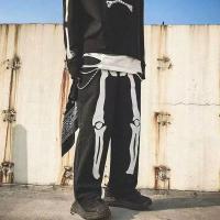 Jeans de Graffiti de Hueso de Calle Pantalones Anchos y Sueltos para Hip Hop con Luz Nocturna - details 1
