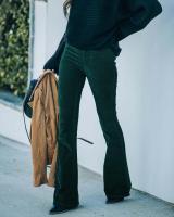 Pantalones acampanados elegantes de cintura alta para mujer, pantalones casuales con cintura elástica, color sólido, 2024 - details 19