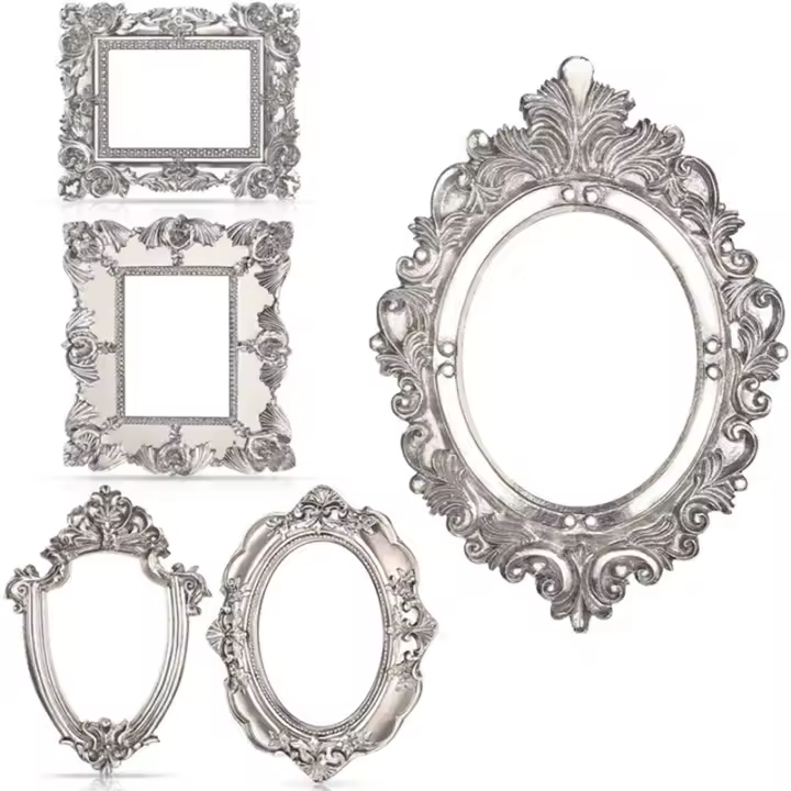 Marco de resina Vintage de 5 piezas, marco rectangular ovalado de flores, exhibición de Joyas de mesa para fotografía, decoración del hogar - 1