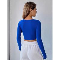 Camiseta con cuello cuadrado para mujer, ropa corta y coqueta, tops azules sexys, reseñas coreanas, moda Haruku - details 2