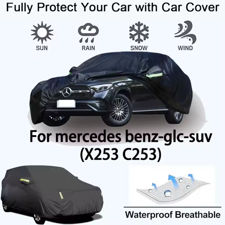 Funda Completa para Mercedes Benz-GLC (C253 X253) Protectora contra la Nieve y el Sol, Impermeable y a Prueba de Polvo Accesorios para Automóviles - Negro - 1