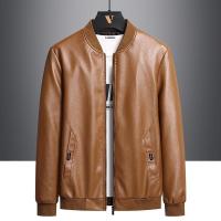 Chaqueta de cuero con cremallera y cuello alto informal para hombres, primavera y otoño - details 2