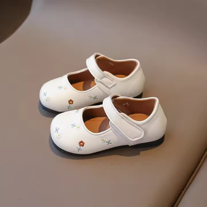 Zapatos de cuero para niños y niñas, zapatillas planas de princesa, multifuncionales, flores dulces, fondo suave, antideslizantes, a la moda, - 1