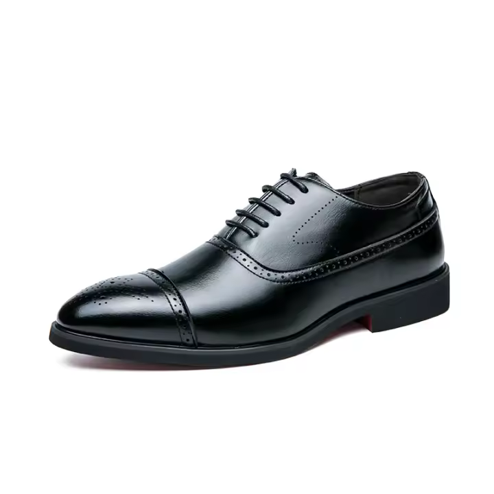 Vestido de cuero Oxford con cordones para hombre, Zapatos de negocios, color sólido, gran tamaño - 1
