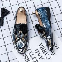 Zapatos casuales puntiagudos con patrón formal estilo caminar para hombres de cuero coreano - details 2
