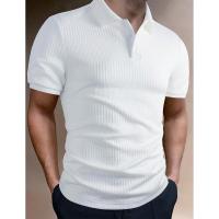 Temu Shein Camiseta para hombre Camisa con cuello Verano Color sólido Manga corta - details 1
