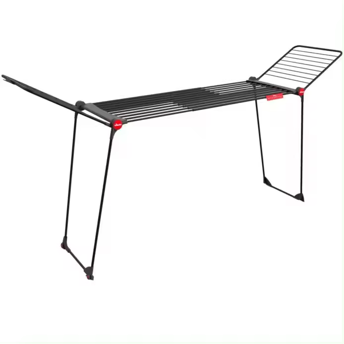 Tendedero Extensible Ultimate |   Alas laterales y varillas gruesas extensibles XXL |   Montaje súper fácil y rápido |   Hasta 30 metros de longitud de tendido I Menos marcas en la ropa I Color Negro - 1