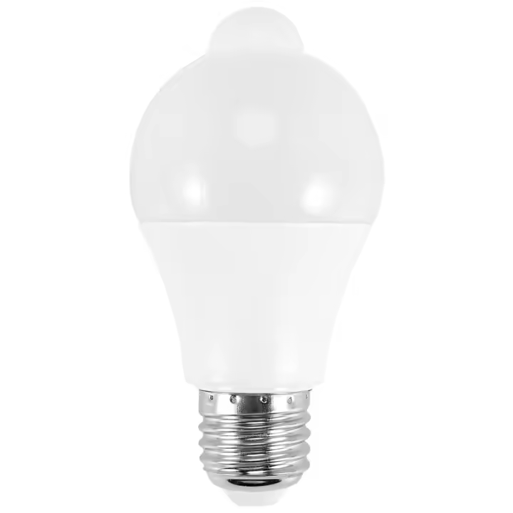 Bombilla con sensor de movimiento de 12 W, bombilla LED de seguridad activada por movimiento para exteriores/interiores, 1000 LM, E26/B22, 3500 K blanco cálido - 1