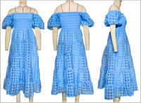 Vestido largo de verano con burbujas, falda acampanada de playa en capas fluidas de manga corta con forro para mujer - details 0