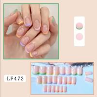 Uñas Postizas Cuadradas Cortas Con Diseños Colores Franceses Adhesivo En 24 Piezas Acrílicas Luminosas Para Mujeres Y Damas - details 1
