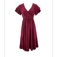 Elegante Vestido de Verano Cuello en V, Manga de Flor, Spandex Poliéster para Mujer - details 8