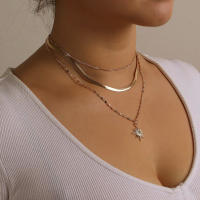 Collar de mujer con cadena de hueso de serpiente geométrica a la moda, collar de Metal con temperamento multicapa a la moda - details 1