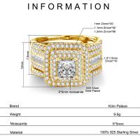 Anillo de Moissanita de Plata 925 Estilo de Princesa para Mujeres Brillante Banda de Compromiso de Oro Plateado 14K - details 0
