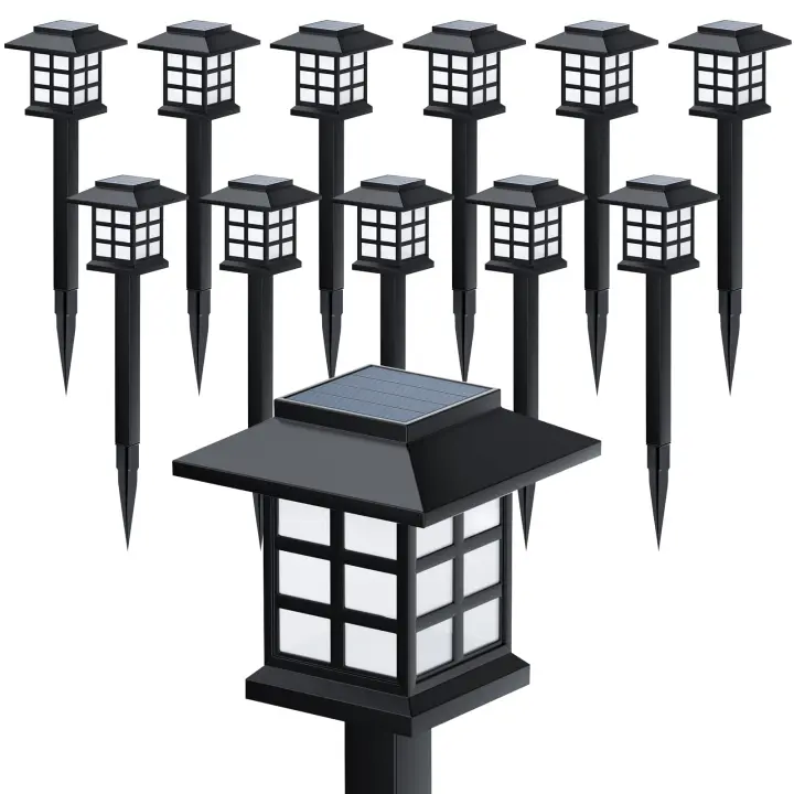 Luces solares de Camino para exteriores, impermeables, luz decorativa para patio, paisaje, entrada, blanco cálido, paquete de 12 - 1