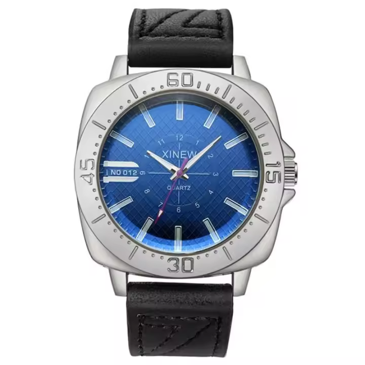 Reloj de Cuarzo de Lujo XINEW Diseño Simple Deportivo Banda de Cuero Regalo de Moda Bajo para Hombres Marca Leten - 1
