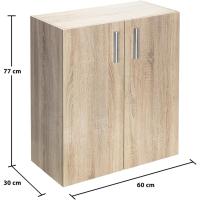 Cómoda Roble Vela 2 Puertas 77x60x30cm Mueble Oficina Armario Regulable - details 5