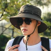 Sombrero de algodón portátil para hombre, sombrero de ala ancha para verano, protector solar, sombrero de cubo, gorra de escalada, protección Anti-UV, gorra de pesca al aire libre, verano - details 1