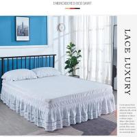 Elegante falda de cama bordada en blanco, resistente a las arrugas y a la decoloración, 15 pulgadas de altura - details 3