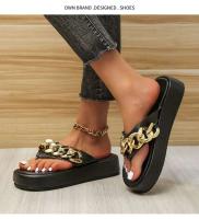 Sandalias de cadena con chanclas de verano a la moda para mujer, nuevas zapatillas de exterior con punta redonda y parte inferior gruesa de talla grande - details 4