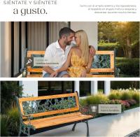 Banco de Jardín Exterior, Madera Lacada y Hierro Fundido, Diseño Elegante, Resistente y Estable, Patio y Terraza - Cruzado - details 24