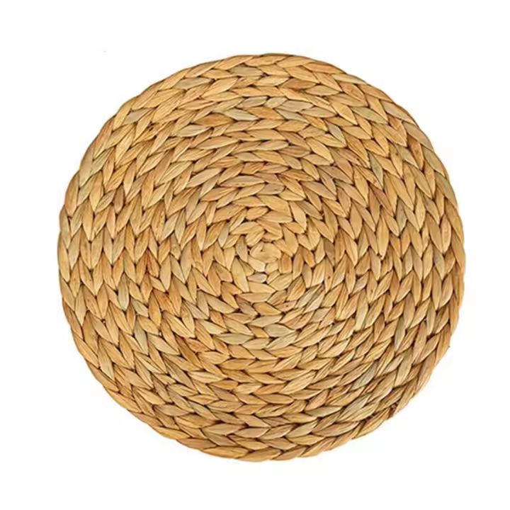 Manteles Individuales redondos de mimbre con tejido de paja natural, tapete aislante para tazas, manteles individuales para mesa de comedor, decoración del hogar - 1