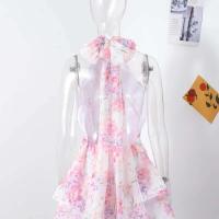 Mini vestido elegante con estampado ral, Espalda descubierta, sin mangas, dobladillo, Vestidos apilables, Vestidos dulces A e, ropa de fiesta para mujer nueva 2025 - details 10