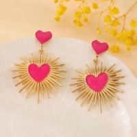 Pendientes colgantes de esmalte de Metal para mujer, corazón de amor geométrico, novedad de 2024, joyería de fiesta moderna - details 1