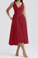 2025 nuevos modelos de primavera y verano, vestido de tirantes ajustado, vestido de temperamento con cuello en V estampado informal europeo y americano - details 25