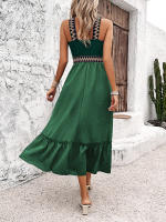 Vestido casual de verano sin mangas para mujer, sin espalda, bohemio, con abertura en la playa, negro - details 18