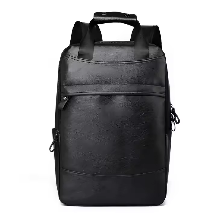 Mochila de cuero para hombre y mujer, morral de estilo universitario, resistente al agua, sencillo y Popular, estilo Retro coreano - 1
