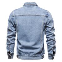 Chaquetas vaqueras lisas para hombre, chaquetas vaqueras Vintage a la moda para moto, abrigos informales de algodón ajustados en negro y azul para otoño 2024 - details 4