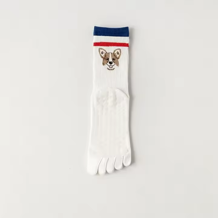 Calcetines de yoga de silicona antideslizantes para mujer, medias versátiles con estampado de gato y dibujos animados, con punta dividida, para pilates, a la moda - 1