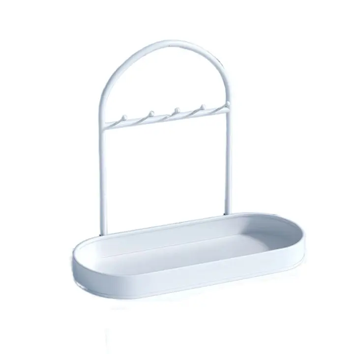 Estante de almacenamiento de cosméticos de hierro con ganchos, estante de baño creativo, placa de exhibición de joyería Simple de alta capacidad, pulsera - 1