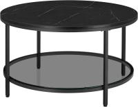 Centro, Mesita de Salón, de Mármol de Imitación Redonda, Estante de Vidrio Templado, Montaje Fácil, Estilo Moderno, Blanco Mármol y Dorado Claro LCT072W59 - details 21