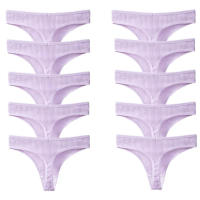 10PCS Conjunto De Bragas De Algodón Para Mujer Estilo Deportivo Y Sexy Transpirables Cómodas Y Suaves G-Strings En Rayas - details 17