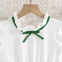 Falda Plisada de Khaki para Niñas Mangas de Pétalo Blanco Estilo Preppy para Cumpleaños - details 20