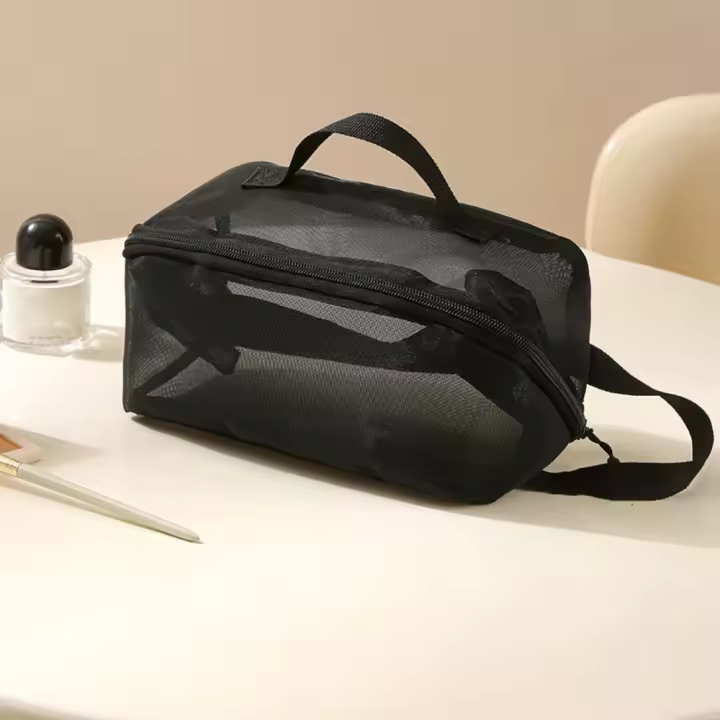 Bolsas de cosméticos de malla con cremallera, bolsa de almacenamiento transparente de gran capacidad de doble capa, organizador de artículos de tocador multifuncional de 1/2/3 capas - 1