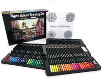 Juego de lápices de colores al óleo para dibujo de estudiantes, suministros de arte profesional para artistas, 74 piezas - details 2