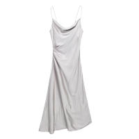 Ropa de mujer europea y americana, textura de satén de seda cuello plisado vestido Midi 9479274 808 - details 4
