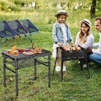Mesa de Camping Plegable Anbte Longitud Ajustable Impermeable Negro Ideal para BBQ en la Playa - details 1