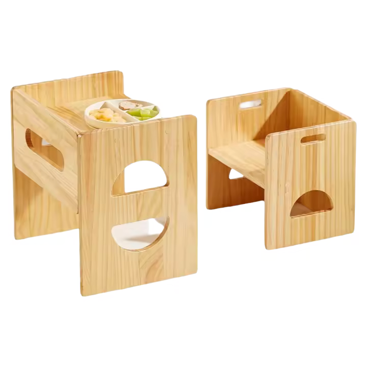 Montessori de Altura Ajustable para Edades 1-3, de Madera Maciza para Niños Pequeños, para Leer/Comer/Jugar - Natural - 1