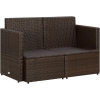 vidXL Sofá Jardín 2 Plazas Ratán Sintético Marrón Crema Sillón Exterior Patio - details 5