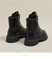 Botas de Cuero Martin para Mujer 2025 Estilo Coreano Zapatos Casuales con Cordones - details 12